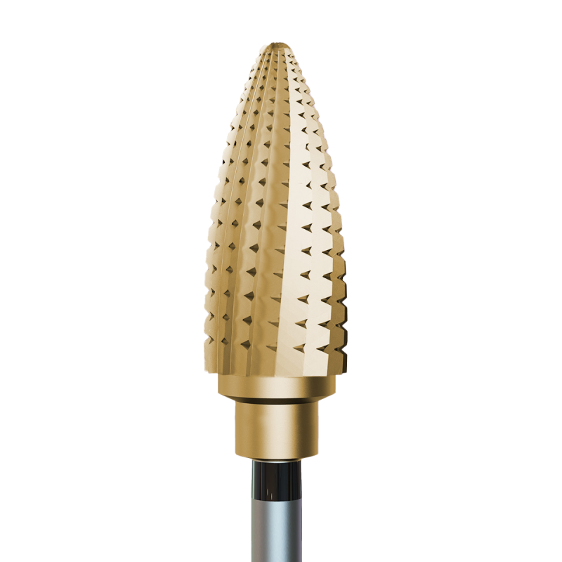Fresa de carburo - Cono de 6,0 mm con recubrimiento dorado.