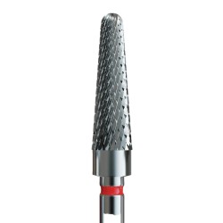 Karbidová fréza 6,0mm– jemný kužel, červený proužek – na hybrid a gel