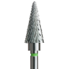 Fresa de carburo 5 en 1 – árbol estándar (raya verde) – para híbridos, gel y acrílico.